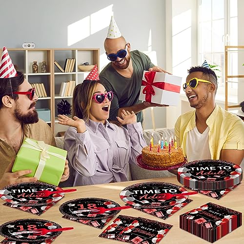Image of gisgfim 96Pcs 18th Birthday Party Supplies Paper Plates Napkins Party Decor