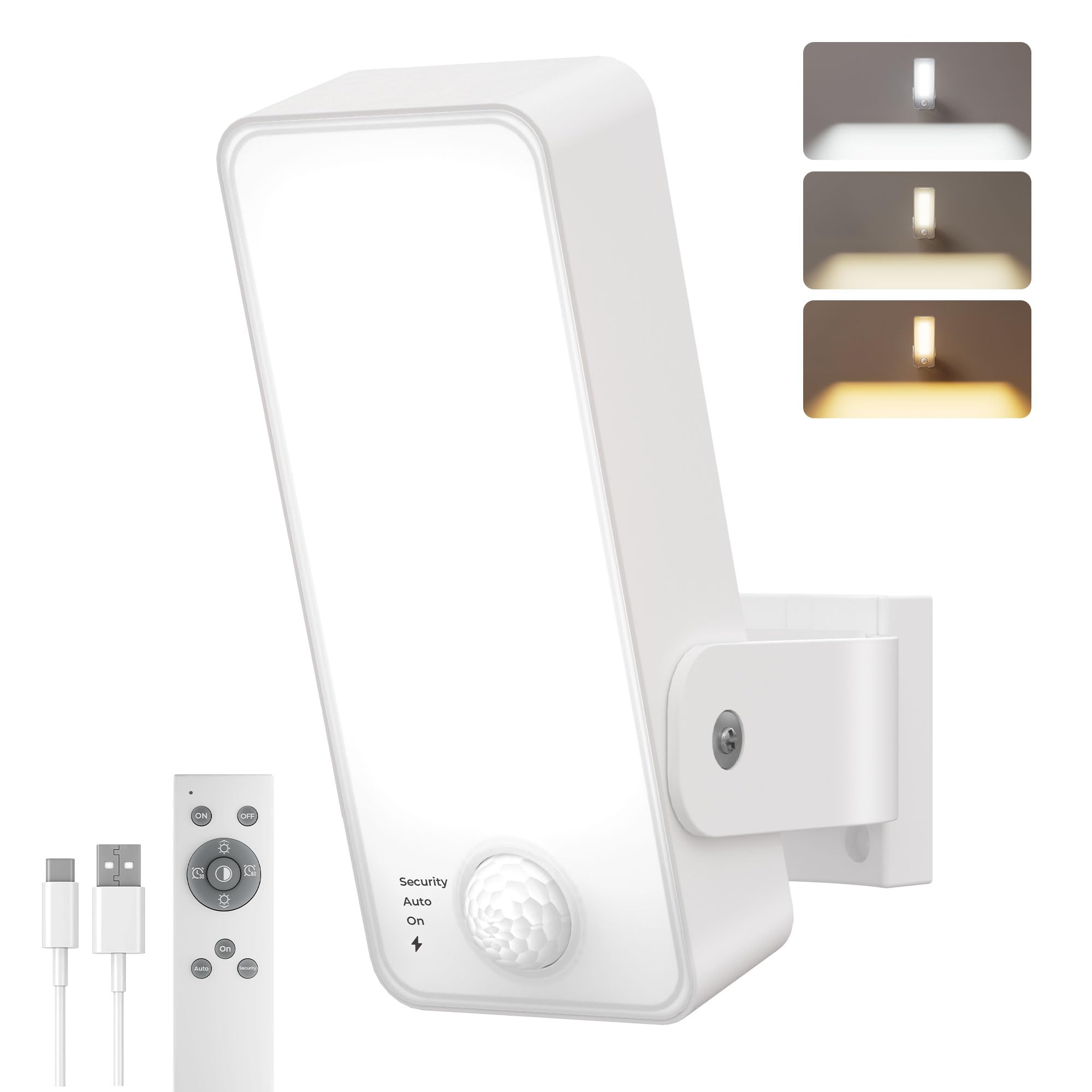 Außenlampe mit Bewegungsmelder, 10000mAh Akku Aussenlampe mit Bewegungsmelder, Fernbedienung, 3 Modi, 3 Lichtfarben, IP65 Wasserdichte Außenleuchte für Veranda, Garage, Terrasse, Hof, Haustüren