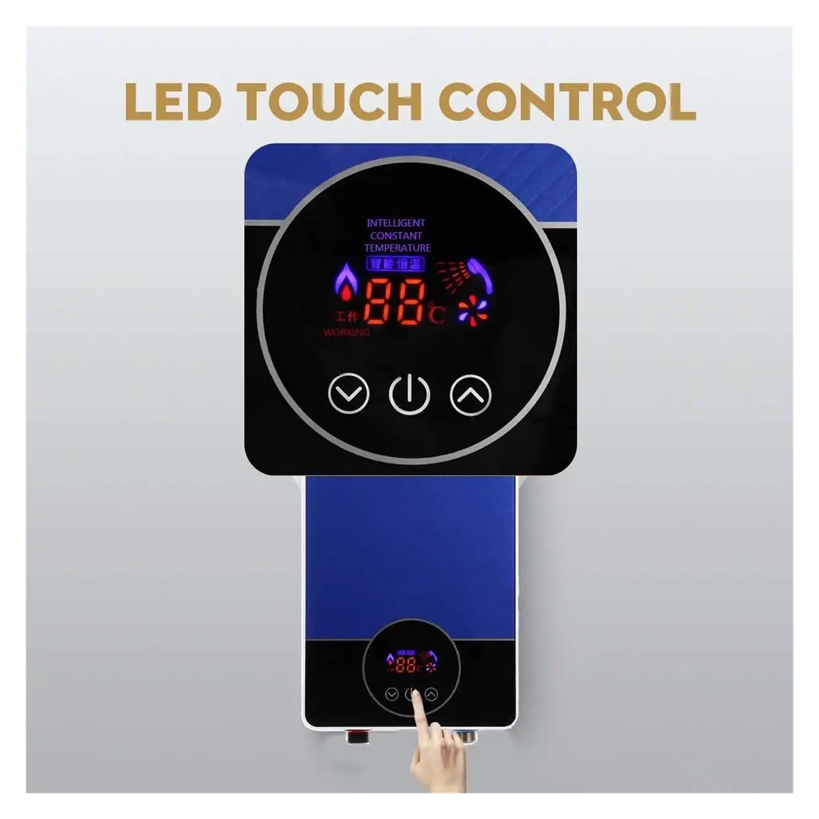 Calentador de Agua Electrico, Calentador De Agua Eléctrico Inteligente De 6000W, Control Remoto, Calentador De Agua Instantáneo Sin Tanque, Cocina, Baño, Ducha, Calentamiento Rápido De Agua(Blue A)