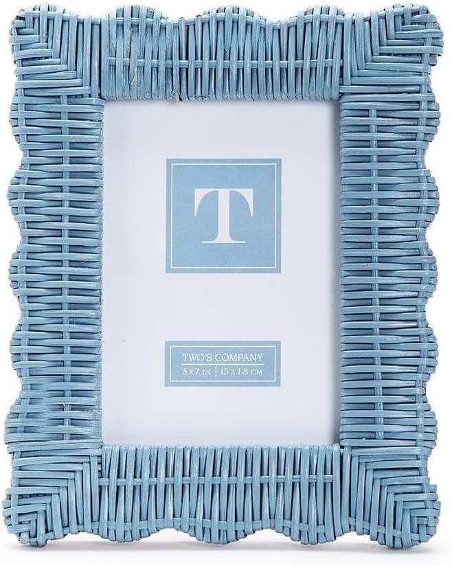Two's Company Blue Wicker Weave Photo Frame 5" x 7"