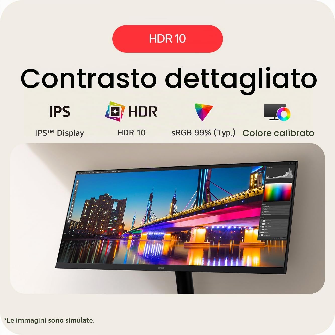 LG Monitor UltraWide 29U511A - UWFHD 1080p IPS 29", 100Hz, 5ms GtG, HDR10, display da ufficio e desktop, modalità lettore e sfarfallio, risparmio energetico intelligente, DisplayPort, HDMI, nero