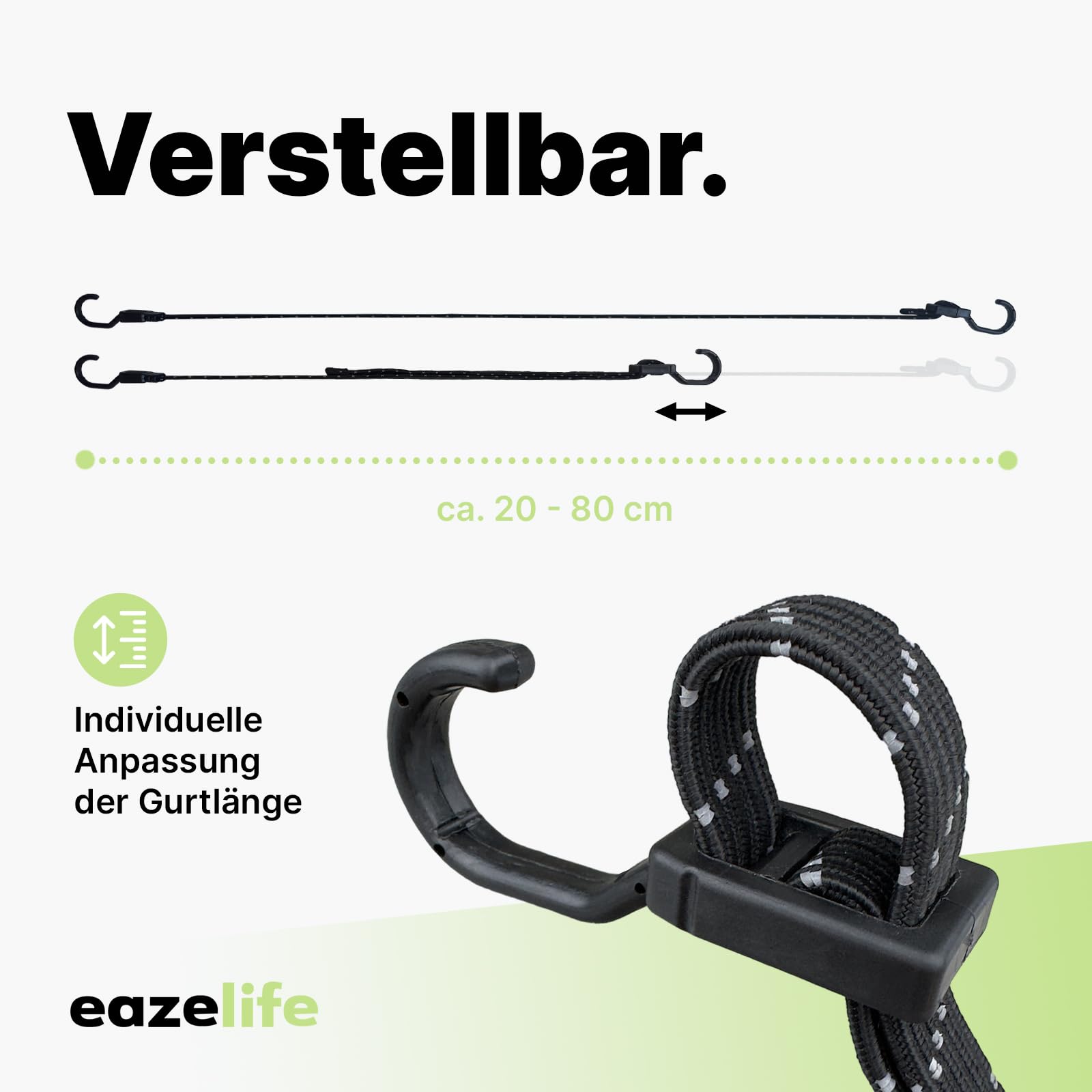 Set of 2 Rubber Tension Straps, Adjustable, Wide Band Expander with Metal Hooks - Image 4