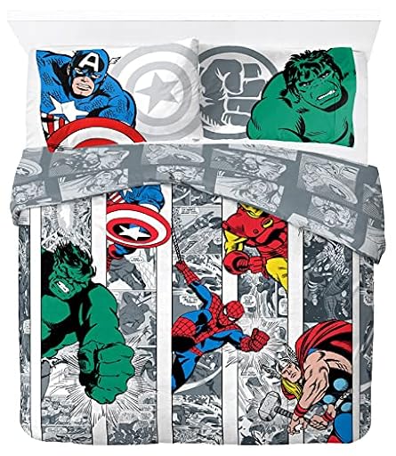Jay Franco Marvel Comics Comic Cool Funda nórdica 100% algodón 200 x 200 cm Tamaño de Cama Doble con 2 Fundas de Almohada 50 x 70 cm | Ya disponible en tu tienda friki favorita! En mundofriki.es!