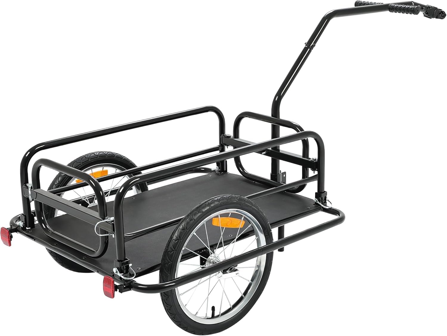 KUAFU Foldable Bicycle Bike Cart W/Hitch, Heavy Duty Steel Frame Bicycle Cargo Trailer, 88Lbs Wagon Luggage Trailer, Fits Most Bicycles, Black