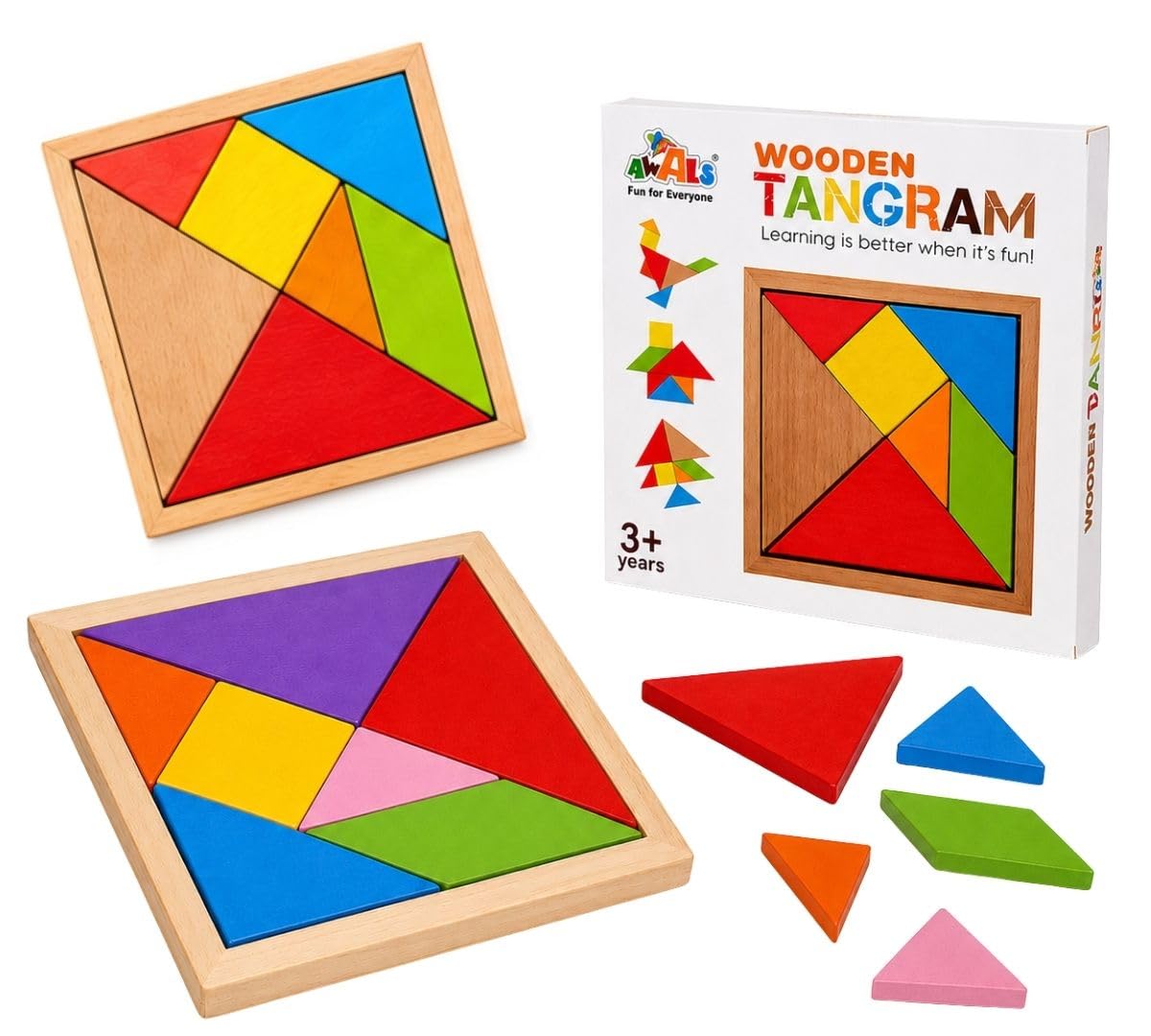BKDT Marketing 7 Pieces Wooden Tangram Puzzle Colourful 3D Travel Game for Boys & Girl Mind Development of Kids 7 Blocks Educational Gift for Kids Iq Brain Teaser Toys (Multi Color)-image-26