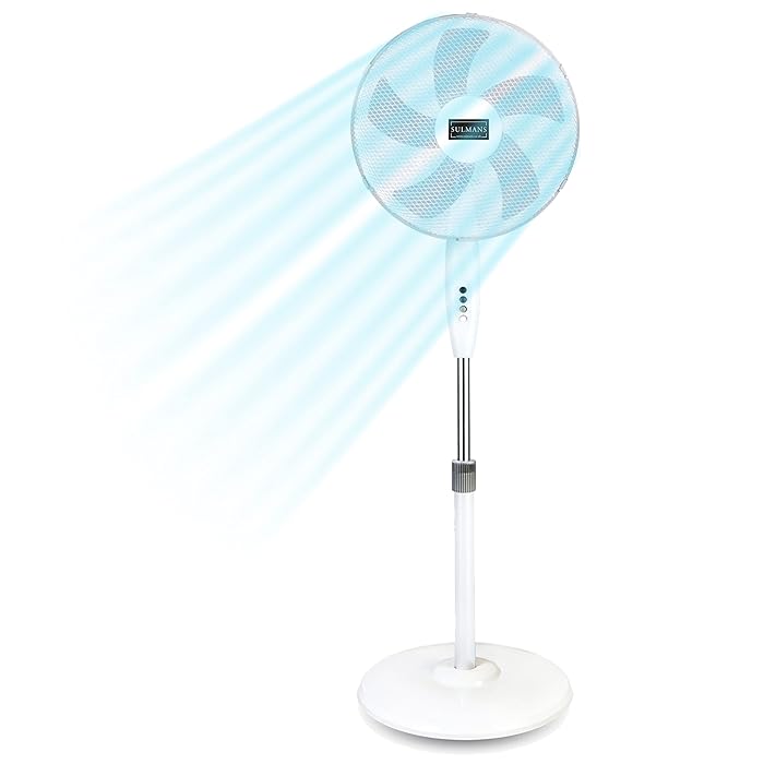 Buy Sulmans ﻿﻿16" Stand Fan Heavy Duty 5 Blade Pedestal, Oscillating