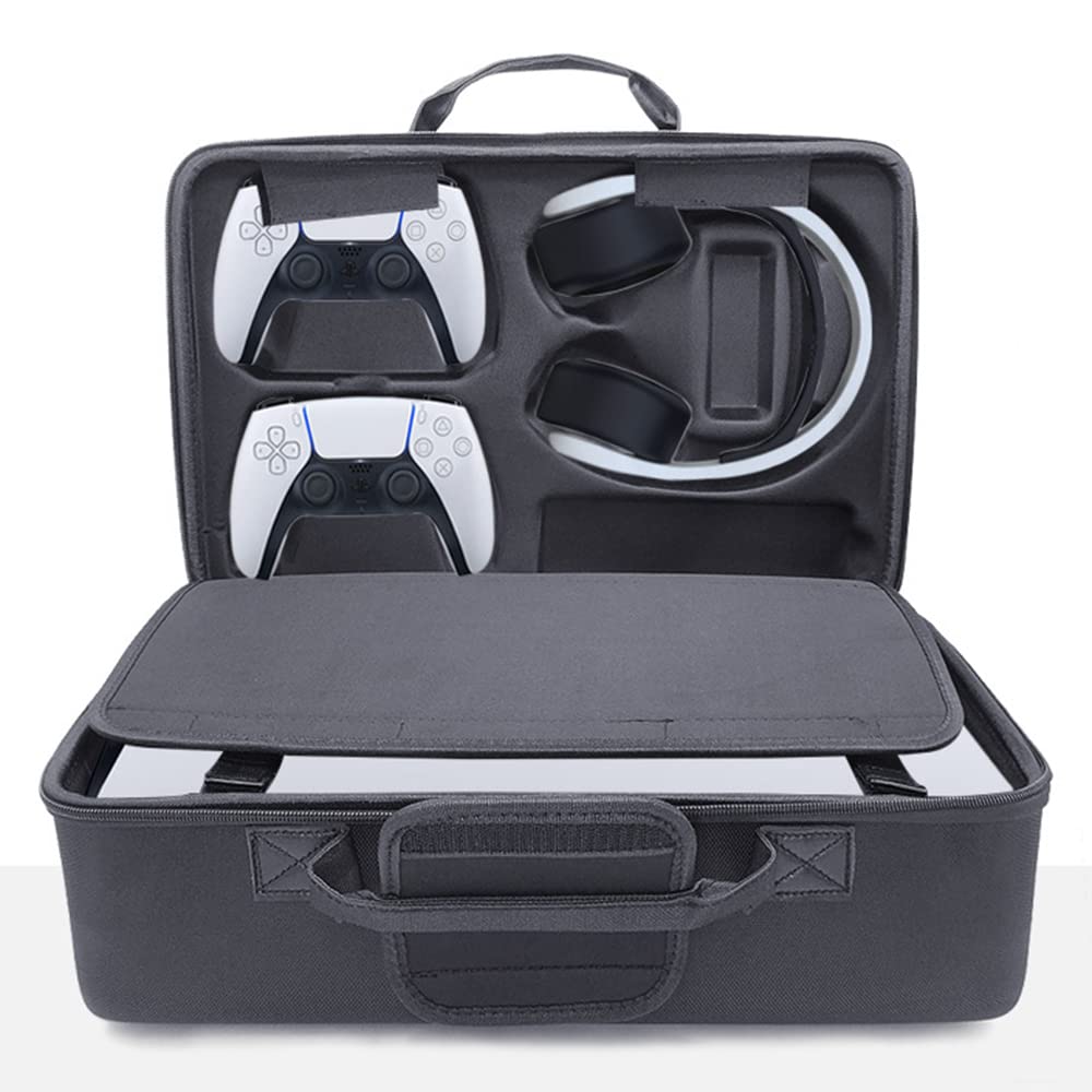 PALUMMA Custodia da viaggio per console PS5, custodia rigida in EVA per console di gioco PS5 con scomparto multiplo per controller, accessori per videogiochi(nero)