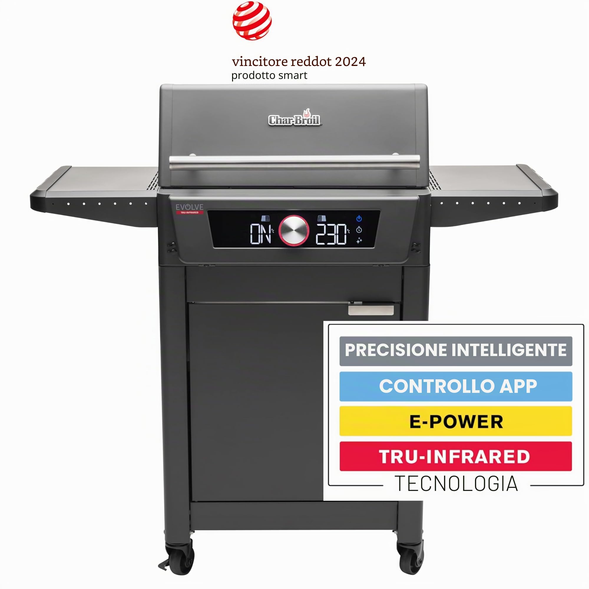 Char-Broil Evolve Griglia Elettrica E-Power, 90°C-370°C, Controllo APP, Funzione di Pulizia