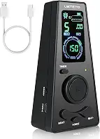 Ueteto Metrônomo digital com temporizador, contagem vocal em inglês, operação com um toque e metrônomo eletrônico de exibição colorida facilmente legível com controle de volume para piano, guitarra,