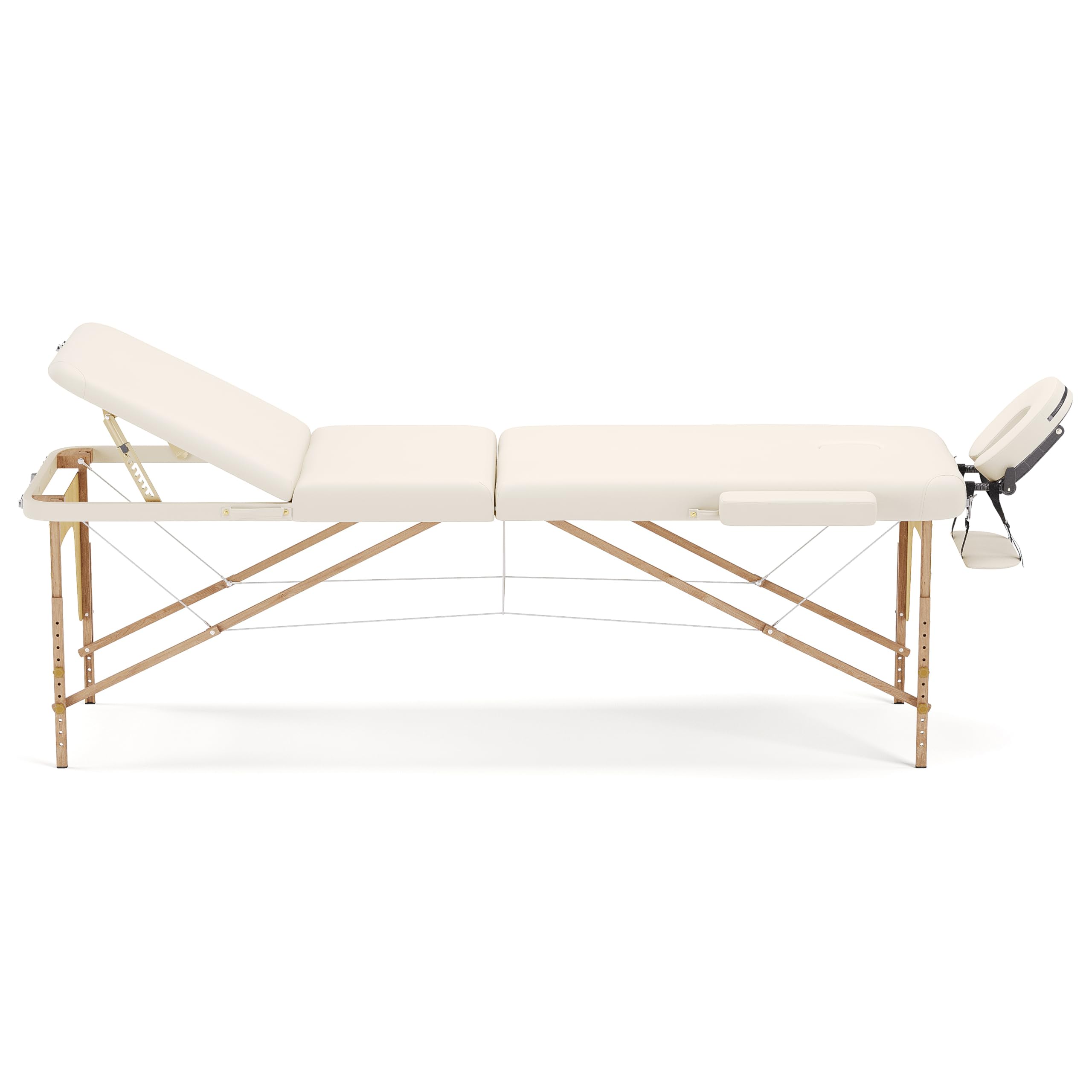 BELTOM® Camilla DE Masaje 3 Zonas PORTATIL + Taburete + Bolsa X Mesa Cama Banco Plegable - Crema