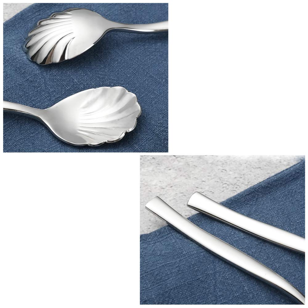 Vintage Shell Sugar Spoons - 12 Stainless Steel -4