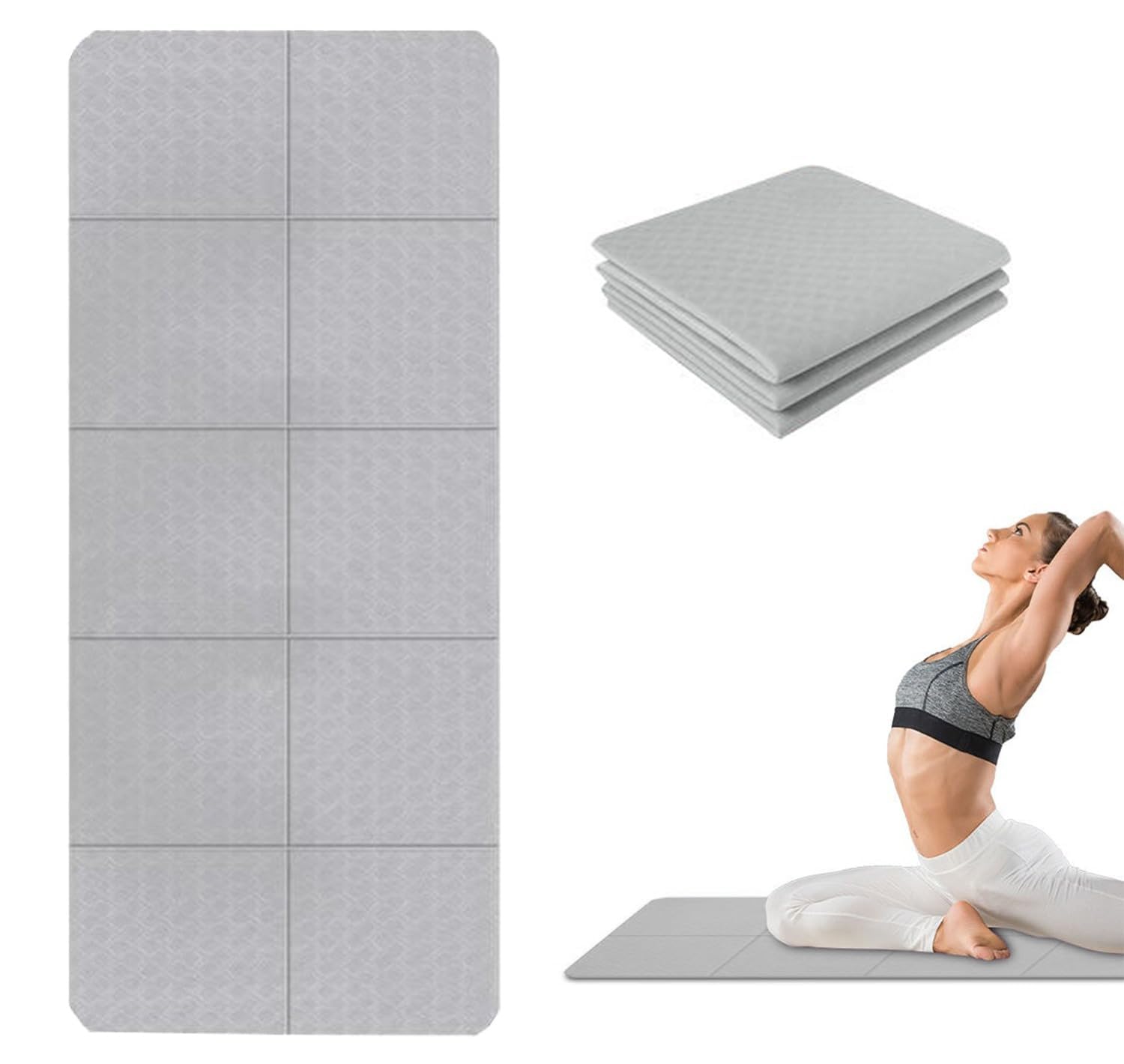Linist Portable Folding Yoga Mat 72×24 Inches, 5mm Thick TPE Anti-Slip Fitness Mat with Carry Bag | Lightweight, Eco-Friendly Exercise Mat for Yoga, Pilates, Home Workout, Gym & Travel (Grey)-image-23