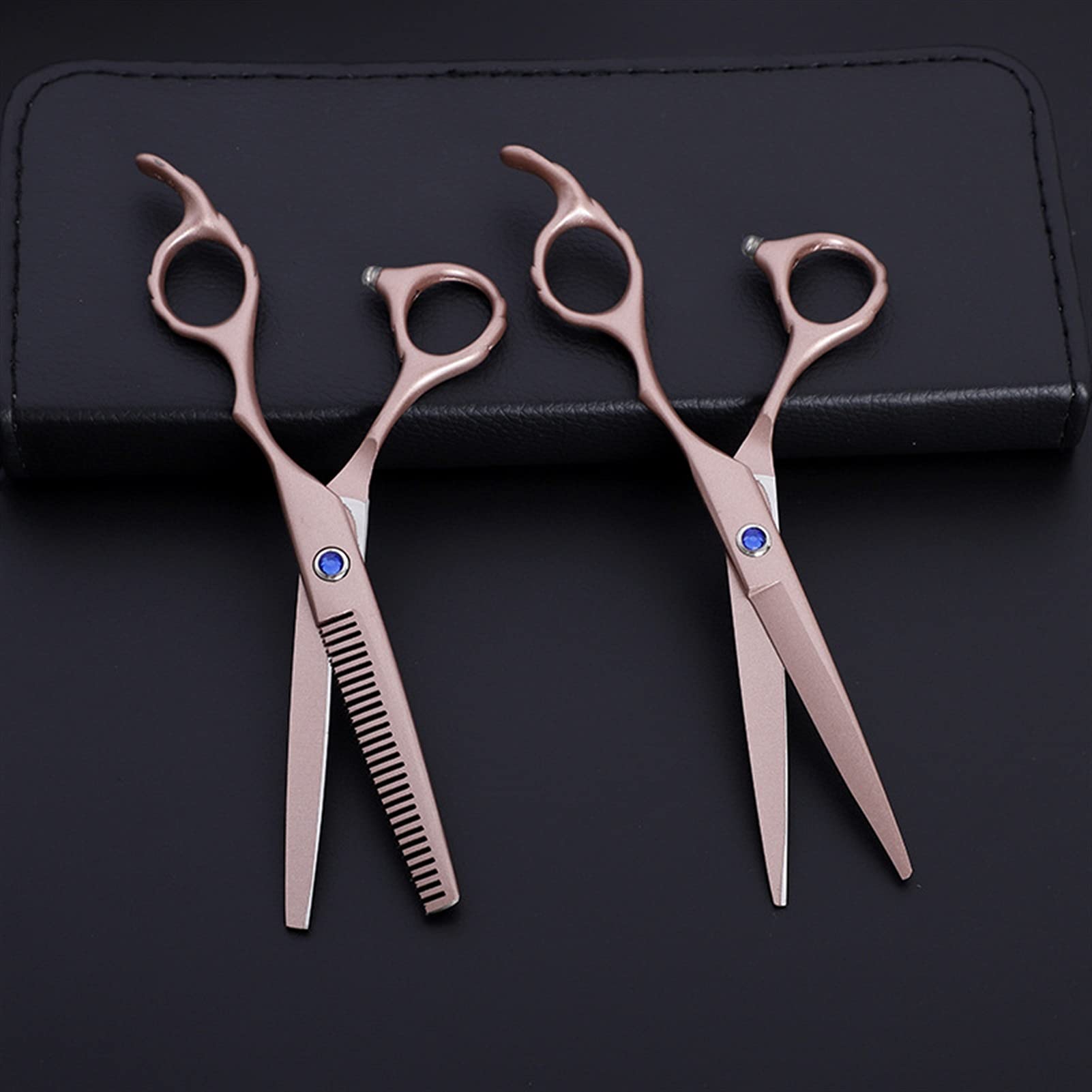 Haarschneideschere Professionelle Haarschere mit Blumengriff Haarschnitt Verdünnung Friseur Schneideschere Friseur Schere Rose Gold 6 in 2 stücke Friseurschere/Haarschere
