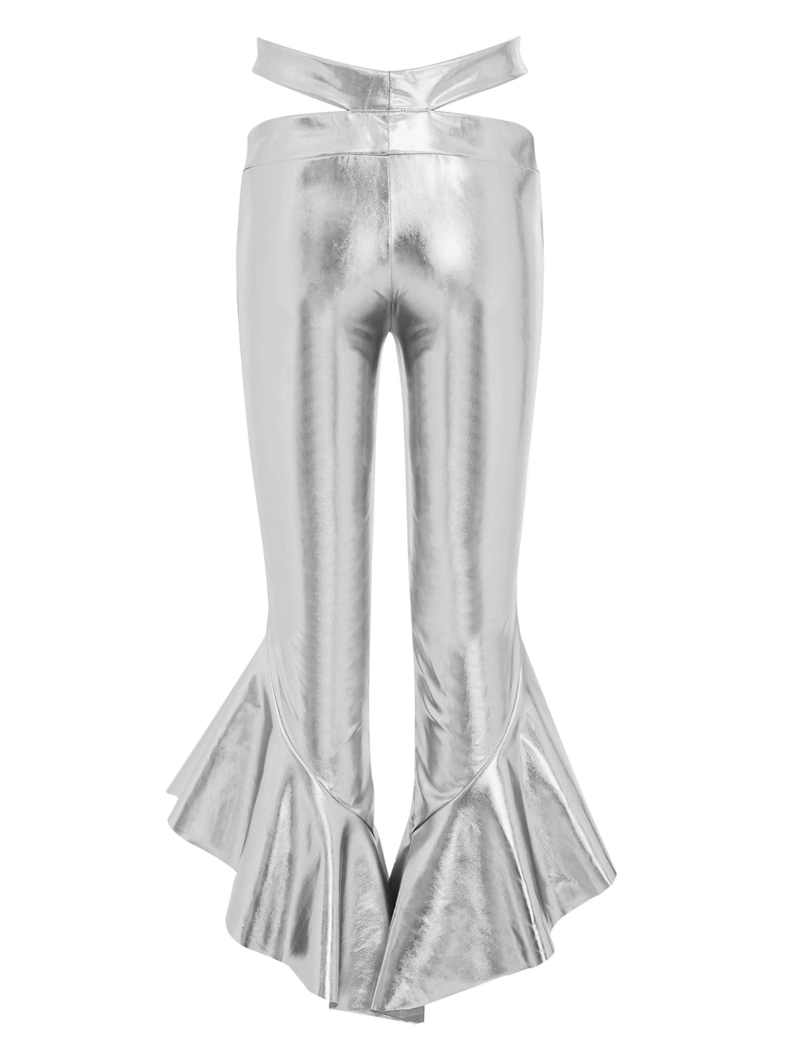 Jugaoge Mädchen Sommer Glitzer Crop Top Weste Kurzarm Shirts mit Rüschen und Lange Hose Slim Fit Leggings Ausgestellt Jazz Pants 2-Teillig Hochzeit Party Kleidung Set