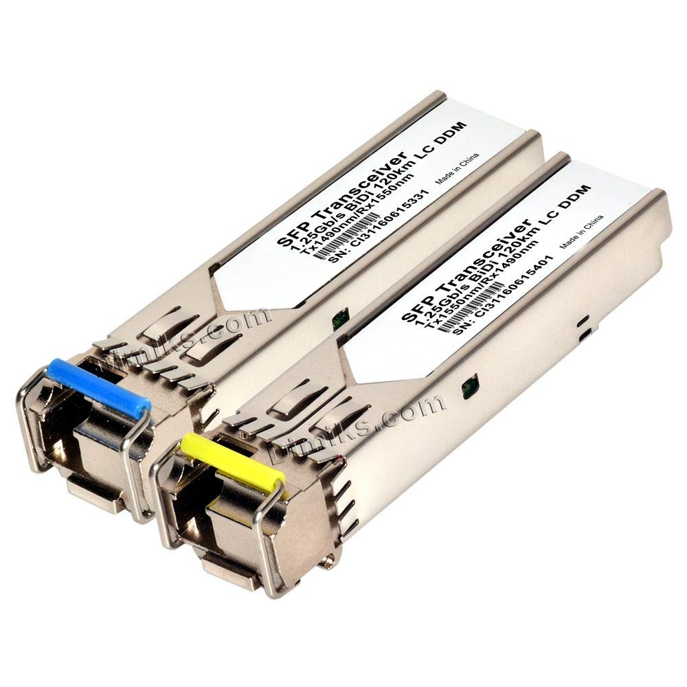 120km SFP BiDi 1G LC (Bi-Directional, WDM, 1.25Gbps, 120 km) DOM/DDM/DDMi LC (GLC-BX-D, GLC-BX-U, D/U, A/B, 1490/1550) Transceiver. (lot= 1 Pair [2 modules])