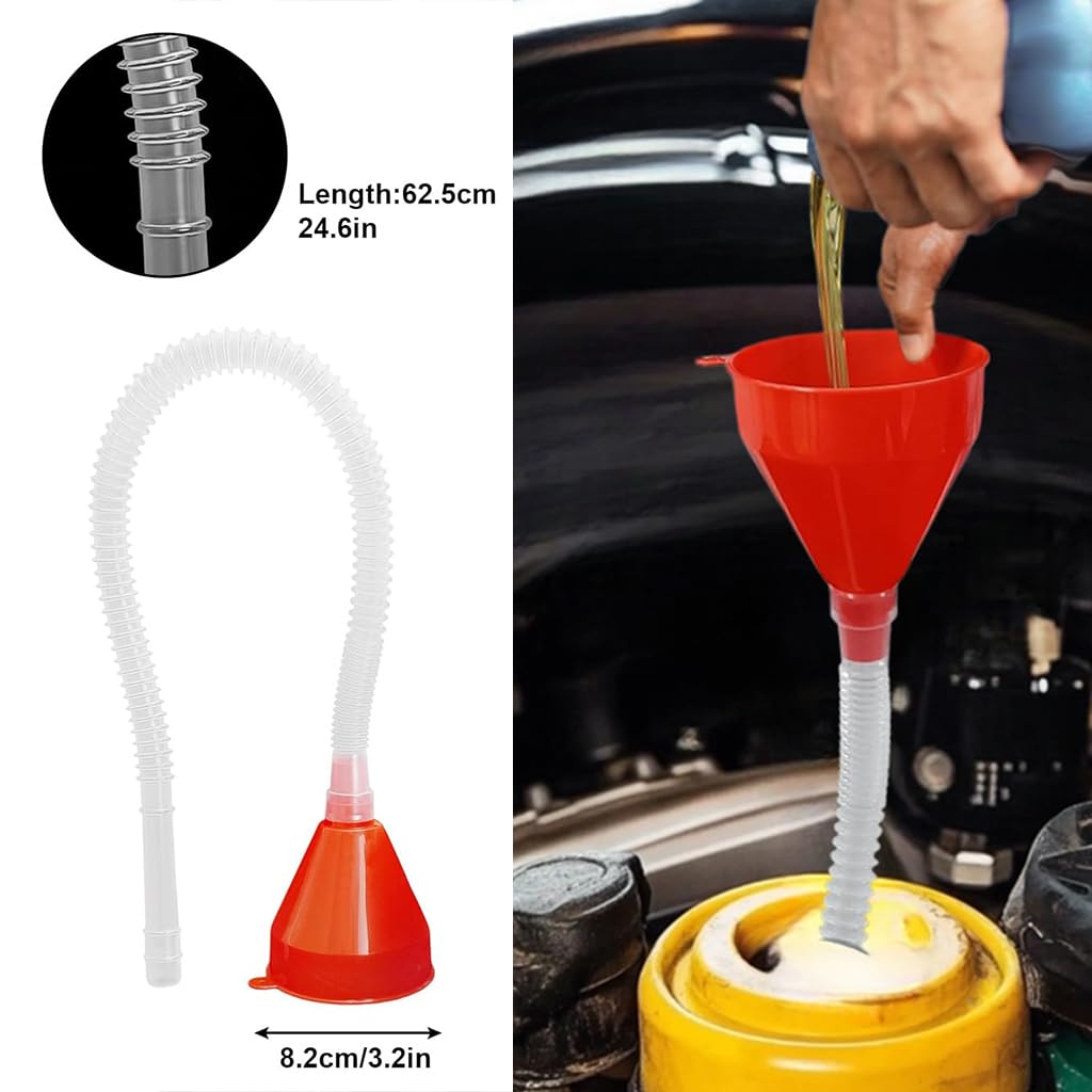 10 embudos para uso automotriz, juego de embudos automotrices con boca ancha y cuello largo, kit de embudo de combustible de transmisión de aceite para mantenimiento de automóviles
