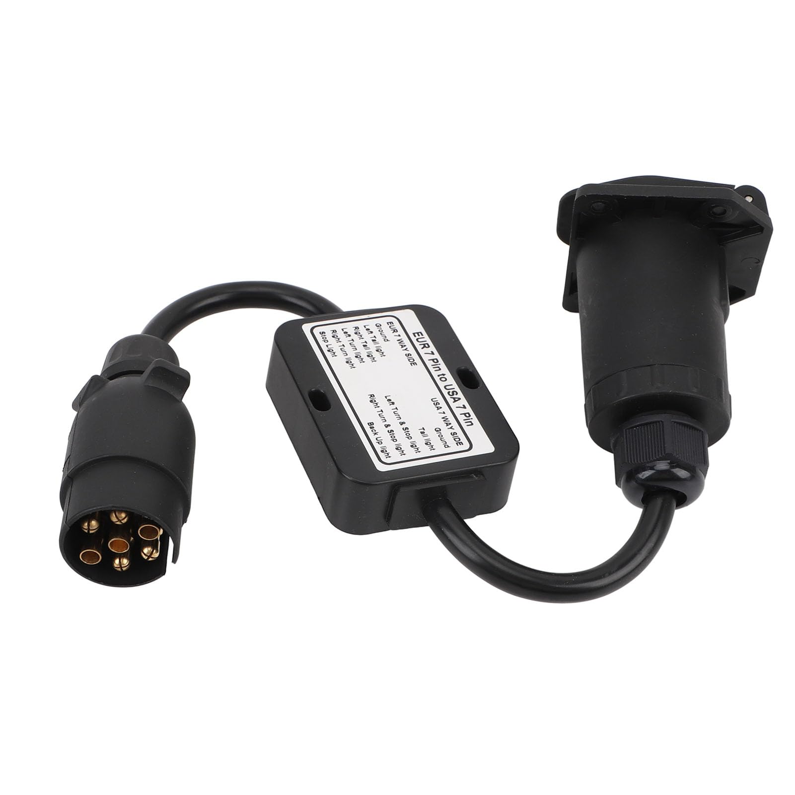 Adaptateur de Prise de Remorque, Adaptateur de Connecteur de Prise EU 7 Broches vers US 7 Broches, avec Convertisseur de Système 3 à 2 Convertisseur de Lumière de Remorque Plug And Play pour Caravane