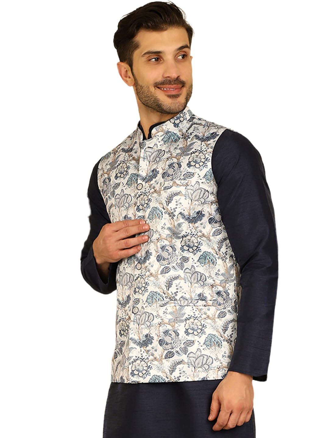 jompers Men's Floral Printed Nehru Jacket.-picture-13
