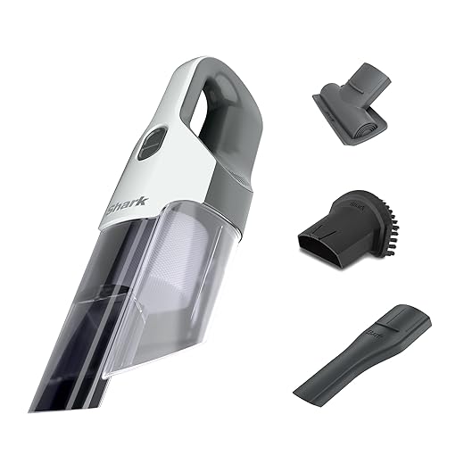 Shark Cyclone PET Handheld Vacuum with, HyperVelocity Suction, Powerful Pet Hair Pickup, Lightweight, XL Dust Cup, Including Upholstery Tool, 8" Crevice Tool, Scrubbing Brush, Pearl White, AA701