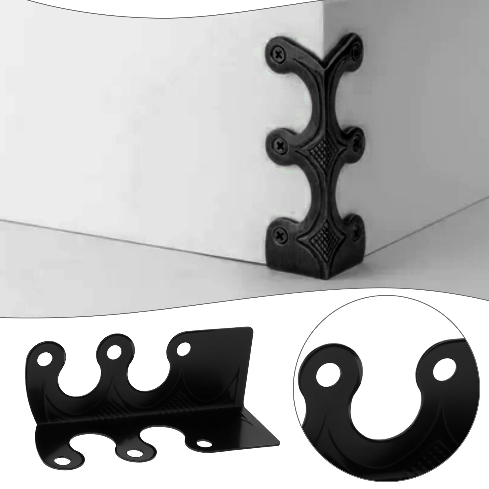 LT Easiyl 12Pcs Metal Corner Protectors Baseboard with Screws for Furniture Living Room Office and Jewelry Gift Boxes Packaging 4.8x2.9x2.1cm Black - Image 3