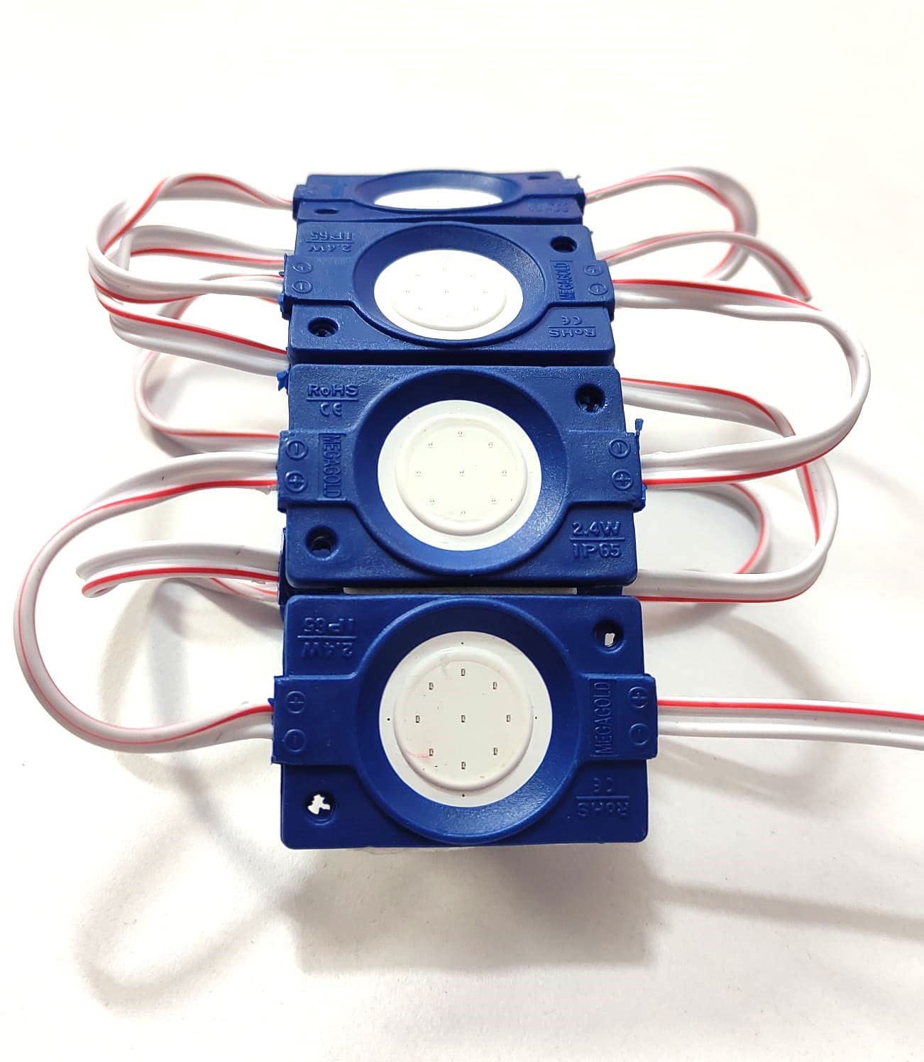 A4S AUTOMOTIVE & ACCESSORIES Blue Led Light Coine Module with Lens led Strip Light DC 12V Multipurpose Light For All Vehicle Combo Pack Of 4 Pc's