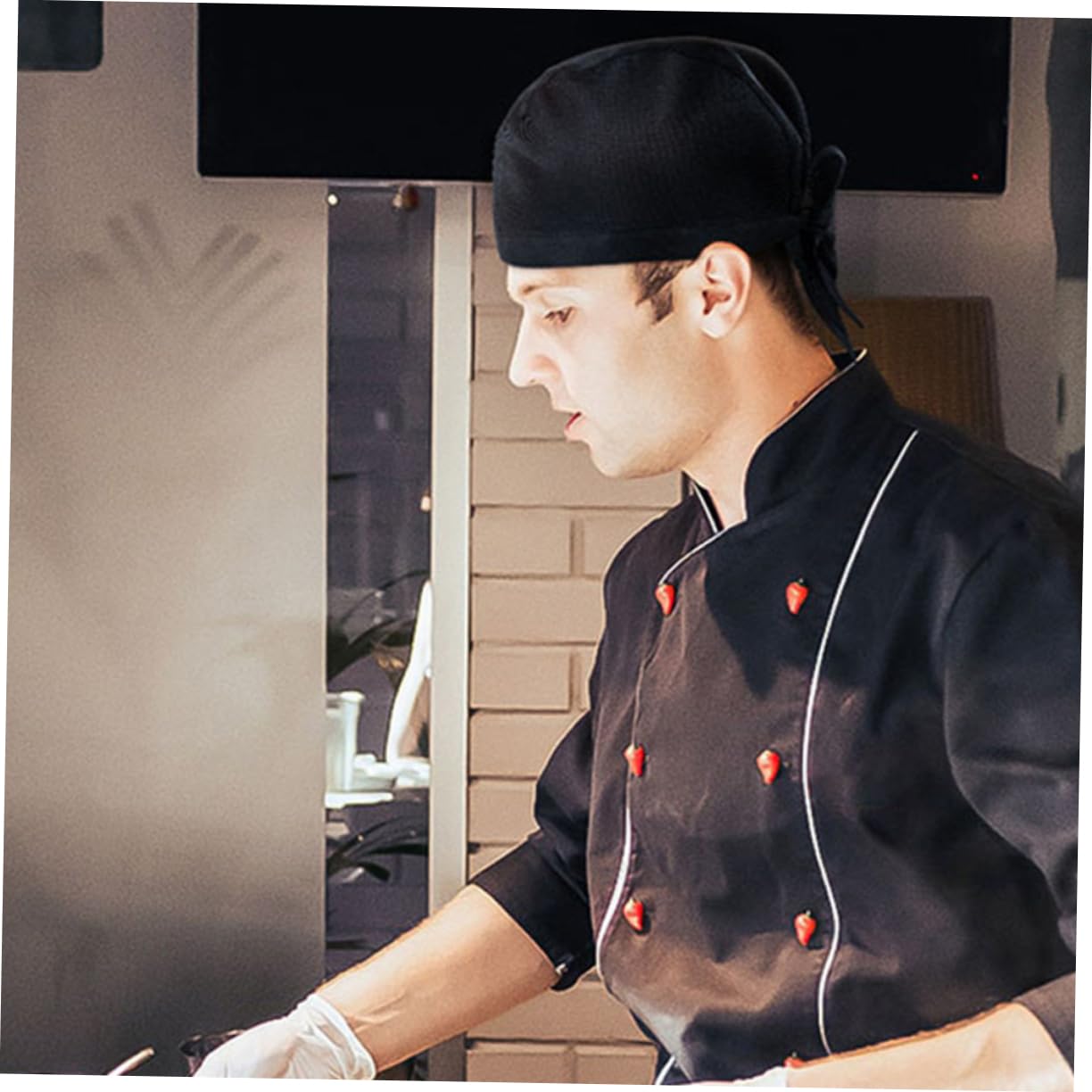 BESTYASH Unisex Chef Hat Durable Cotton Kitchen Cooking Hat for Professionals Simple Style with Clean Appearance for Restaurants and Comfortable Wear for Chefs Black