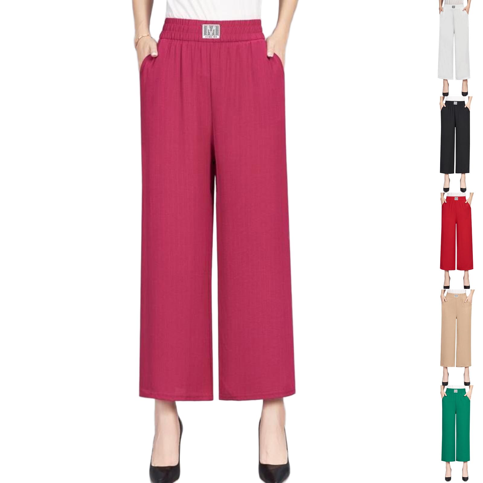 Linebalm Pants Pulisa Heracomfy Glamorease Cropped Pants Senior Women Perfect Drape High Rise Pull-On Pant