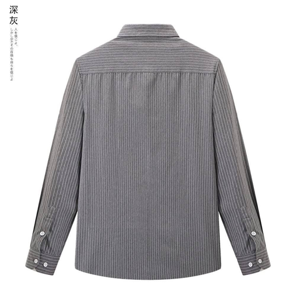 Hemdjacke Herren, Langärmliges Herrenhemd Thermo Große Größe Vertikale Streifen Freizeit Dunkelgraues Hemd Button-Down-Baumwolle Holzfäller Bequemes Hemd Lässiges Arbeitshemd Für Männer Jungen, Xxl