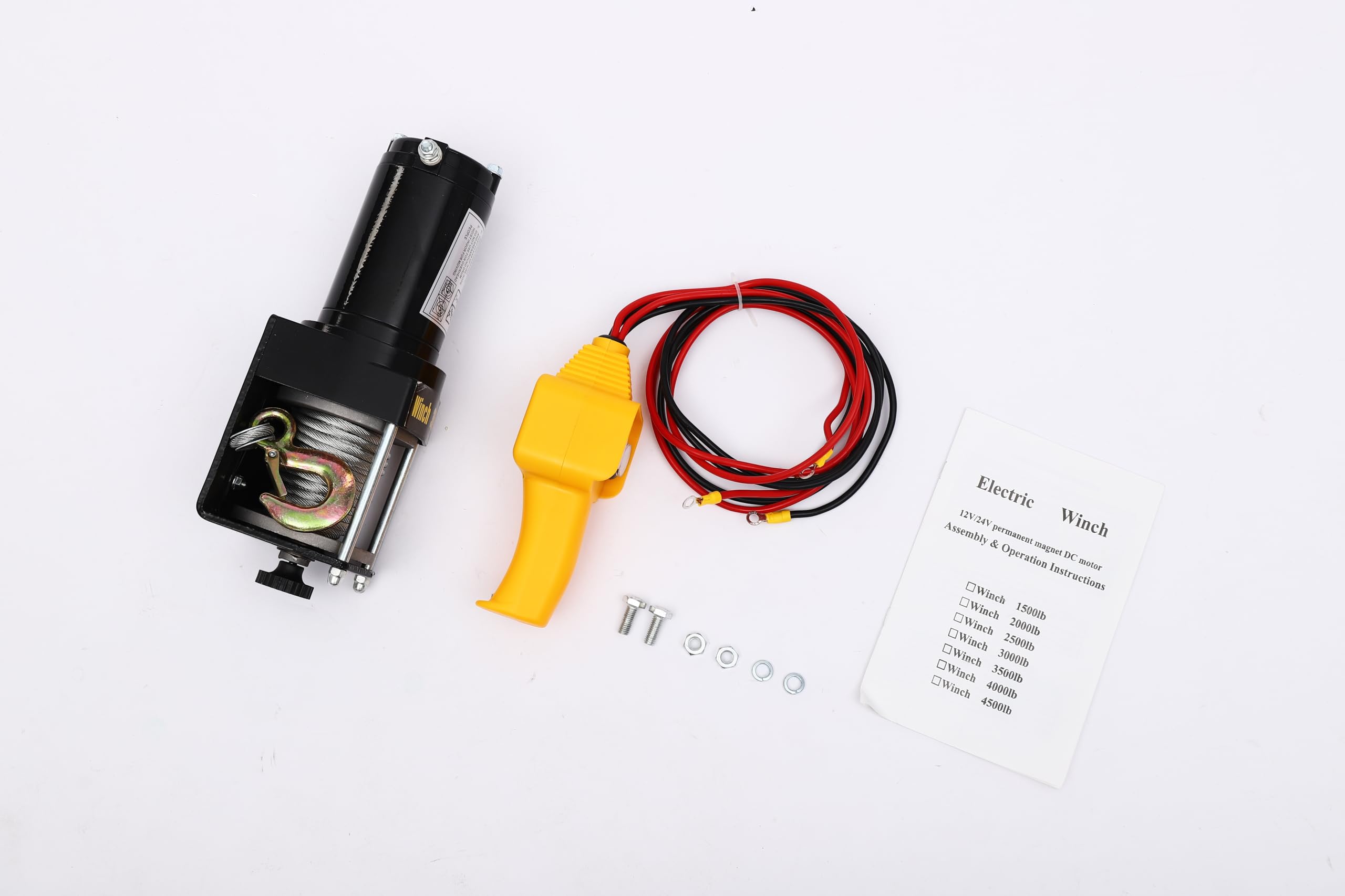 Verricello elettrico 12 V, 550 W Paranco a Leva Elettrico 1300 kg Forza di Trazione Cavo in Acciaio di 6m Forza di Sollevamento Verticale 300 kg