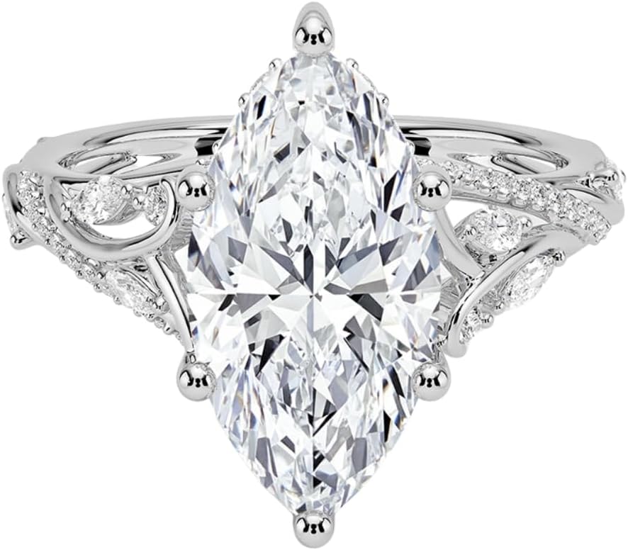 1-3 CT Marquise Moissanite Engagement Ring For Women 10K 14K 18K Solid White Gold & 925 Sterling Silver Vine Nature Inspired Moissaite Ring Christmas gift for her women