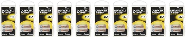 Duracell Activair Hearing Aid Batteries Size 312 (80 Batteries), Brown