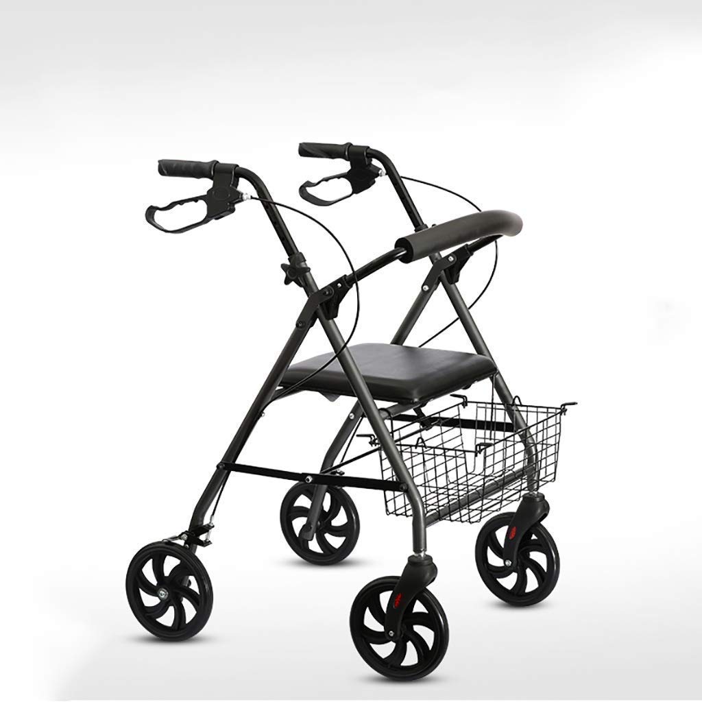 Chodzik, aluminiowy składany wózek ułatwiający poruszanie się/walker/rollator/wózek na zakupy z siedzeniem i hamulcem ręcznym wąska rama do chodzenia little surprise