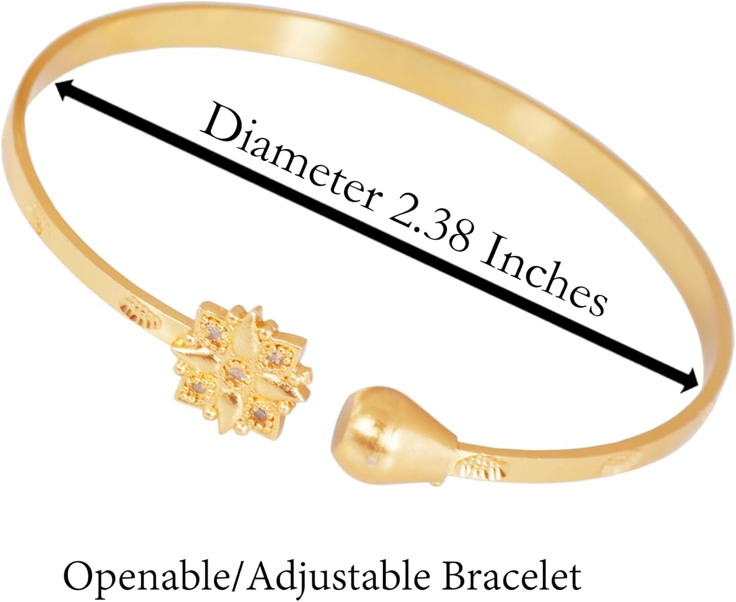 Touchstone Indian Bollywood Handcrafted Engraved Etched Floral Round Rhinestones Cubic Zirconia CZ Designer Jewelry Openable Elegant Gold Plated Bracelets Combos for Women