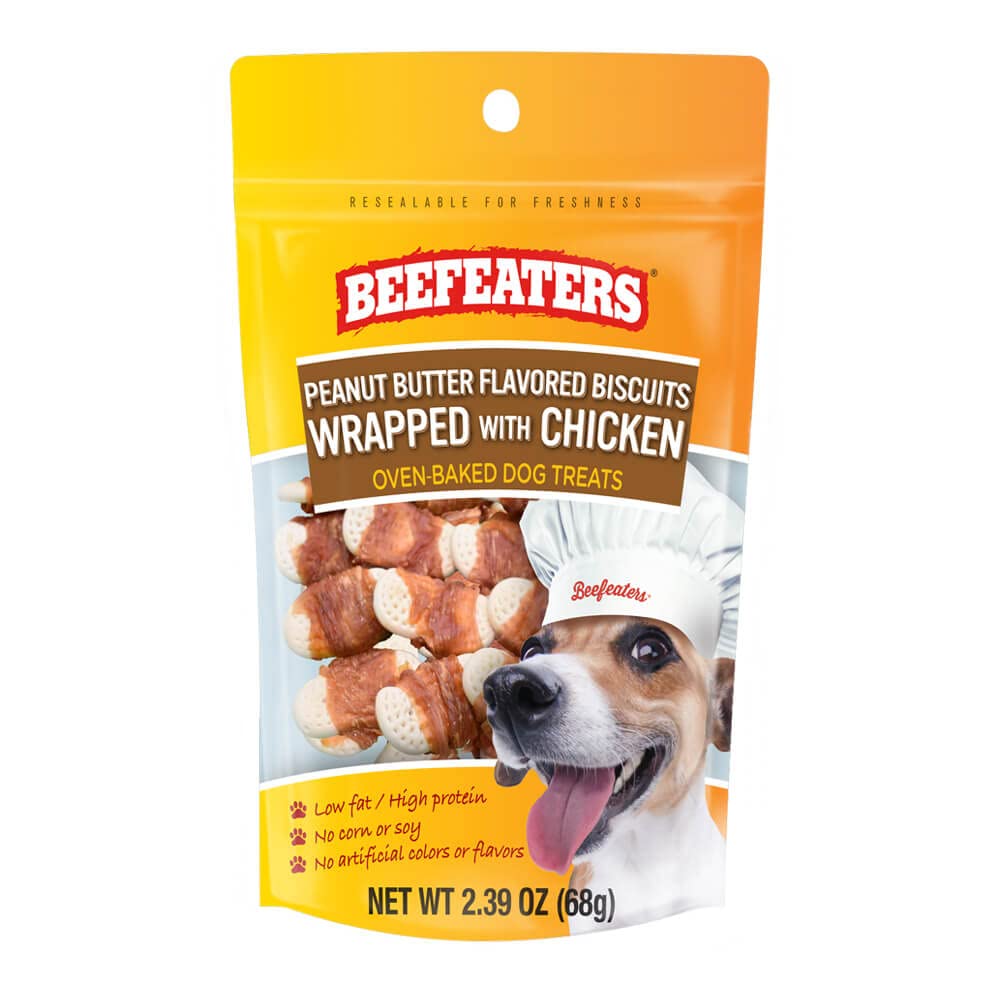 Beefeaters Peanut Butter Biscuits – Dog Treat. Oven-Baked with Real Chicken, No Artificial Ingredients, Dental Benefits, Ideal for Training & All Dog Sizes