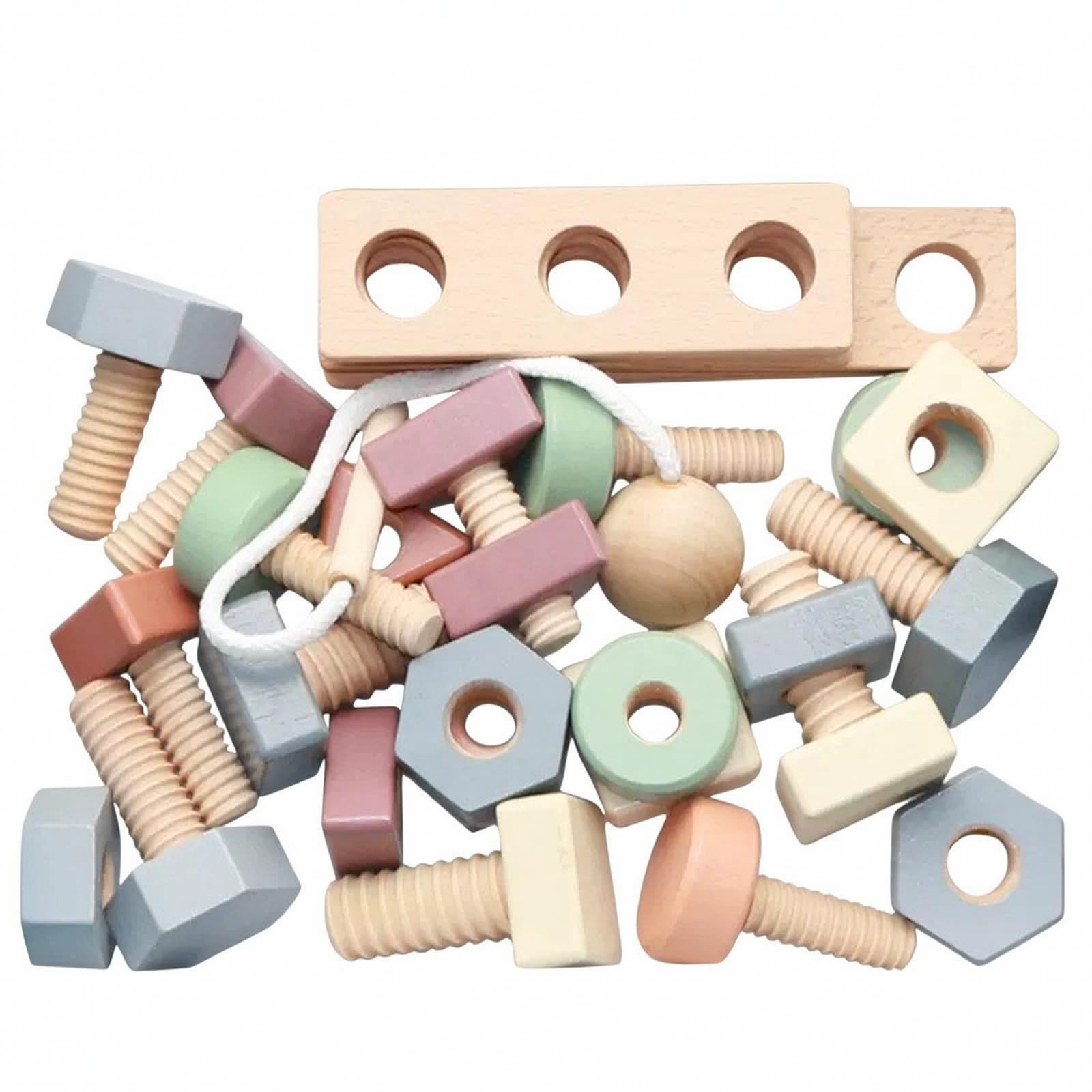Gioclo con Bulloni e di in Legno Educativo Gioco di Infilatura con Perline in Legno Colorato per Bambini Piccoli, Interazione Genitore-Figlio