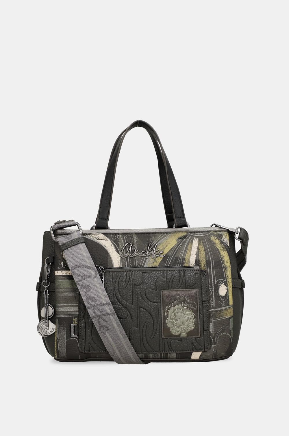 Anekke Borsa Media Melody con Manico Corto e Tracolla | 32x21x12 cm, Chiusura a Cerniera, Tasche Multiple, Esterno in Poliestere, Interno in PU