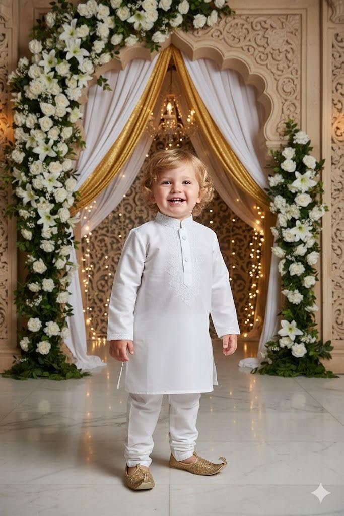 A.T.U.N. (ALL THINGS UBER NICE) Kurta etnica da ragazzo in cotone ricco di ricamo con pigiama, leggero, traspirante, tradizionale abbigliamento indiano | elegante vestito per bambini