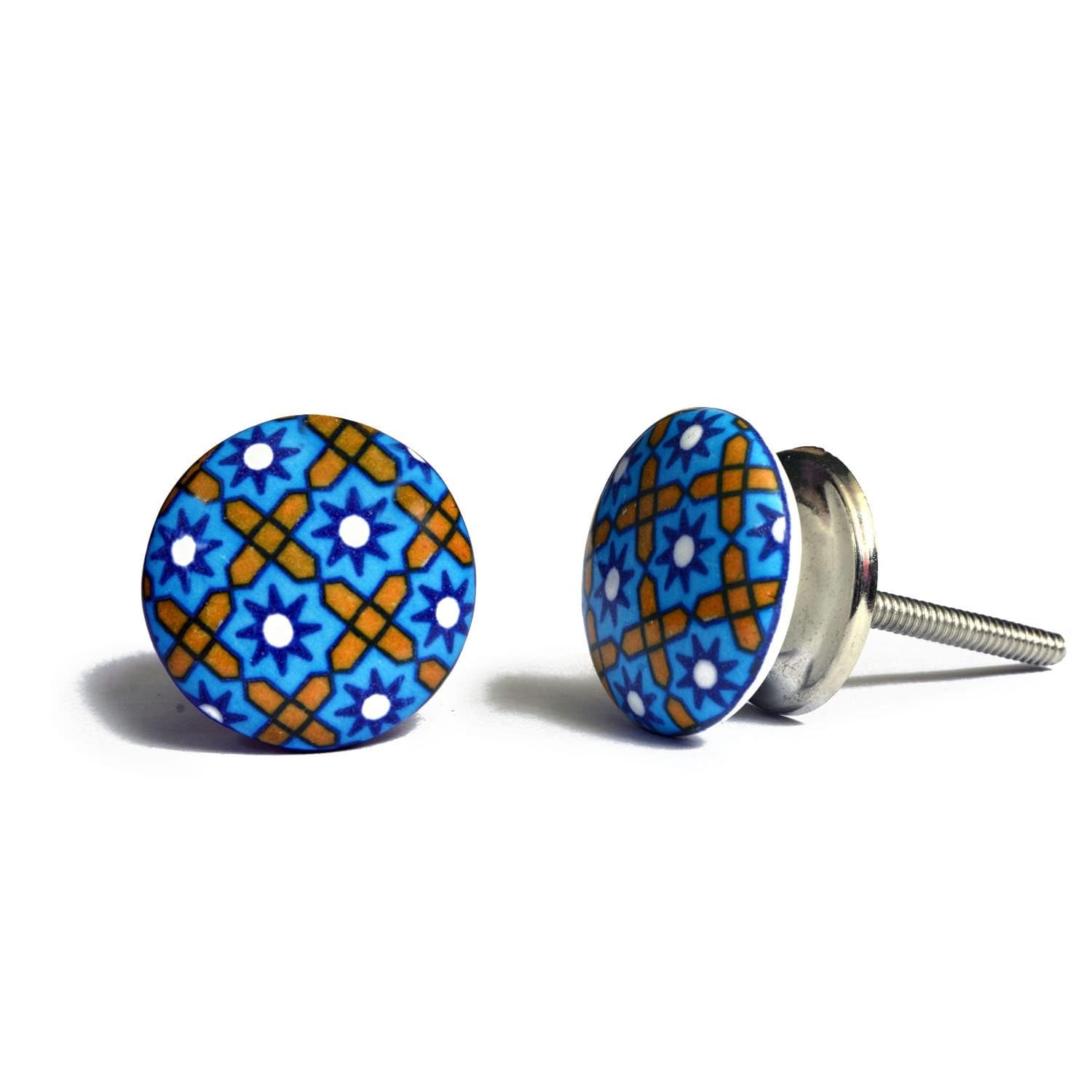Jeu de 10 poignées de céramique de couleurs et de formes différentes peint à la main. Tireurs à la main pour armoires, tiroirs et confortables. Poignées de céramique classiques de 40 mm de diamètre