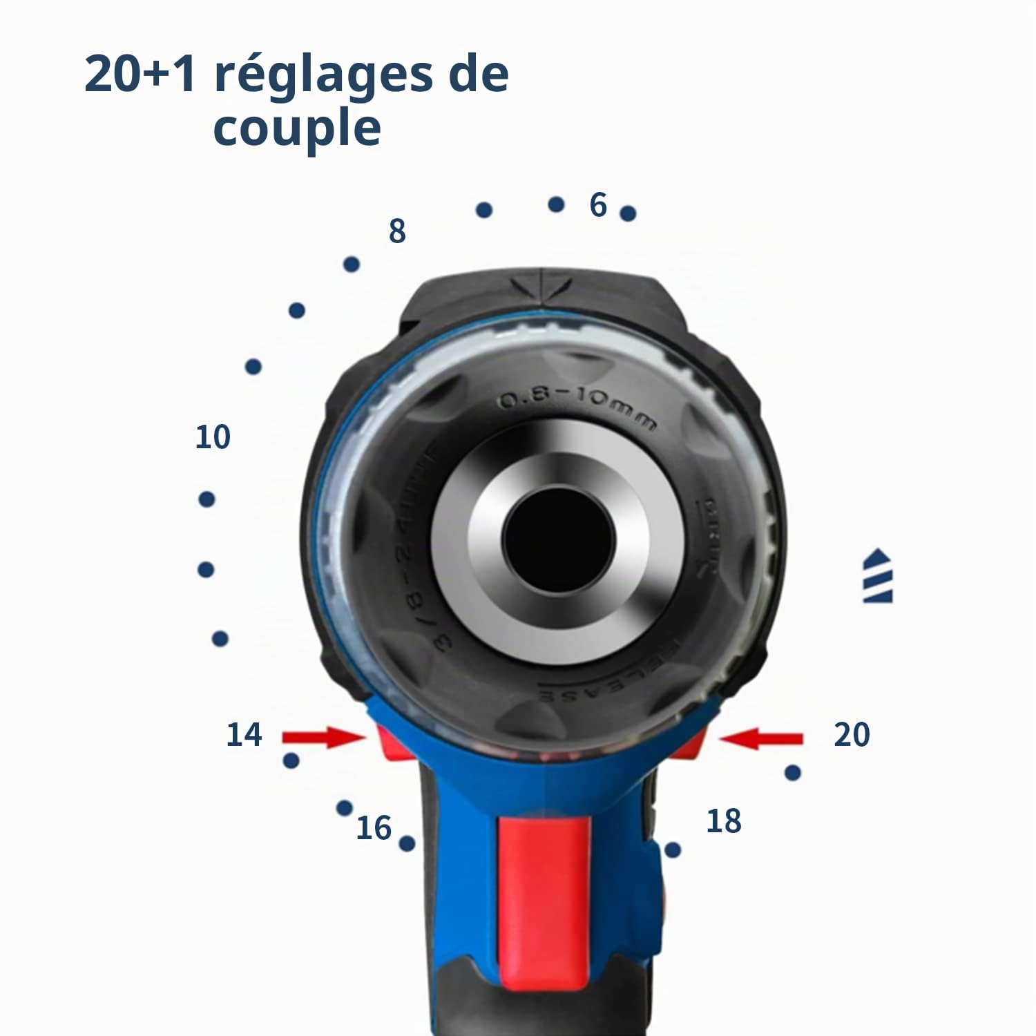 HERZO Perceuse/Visseuse Réglage Double Vitesse 300W 20 + 1 couple avec 4m durée cable à domicile quotidienne travaux de forage