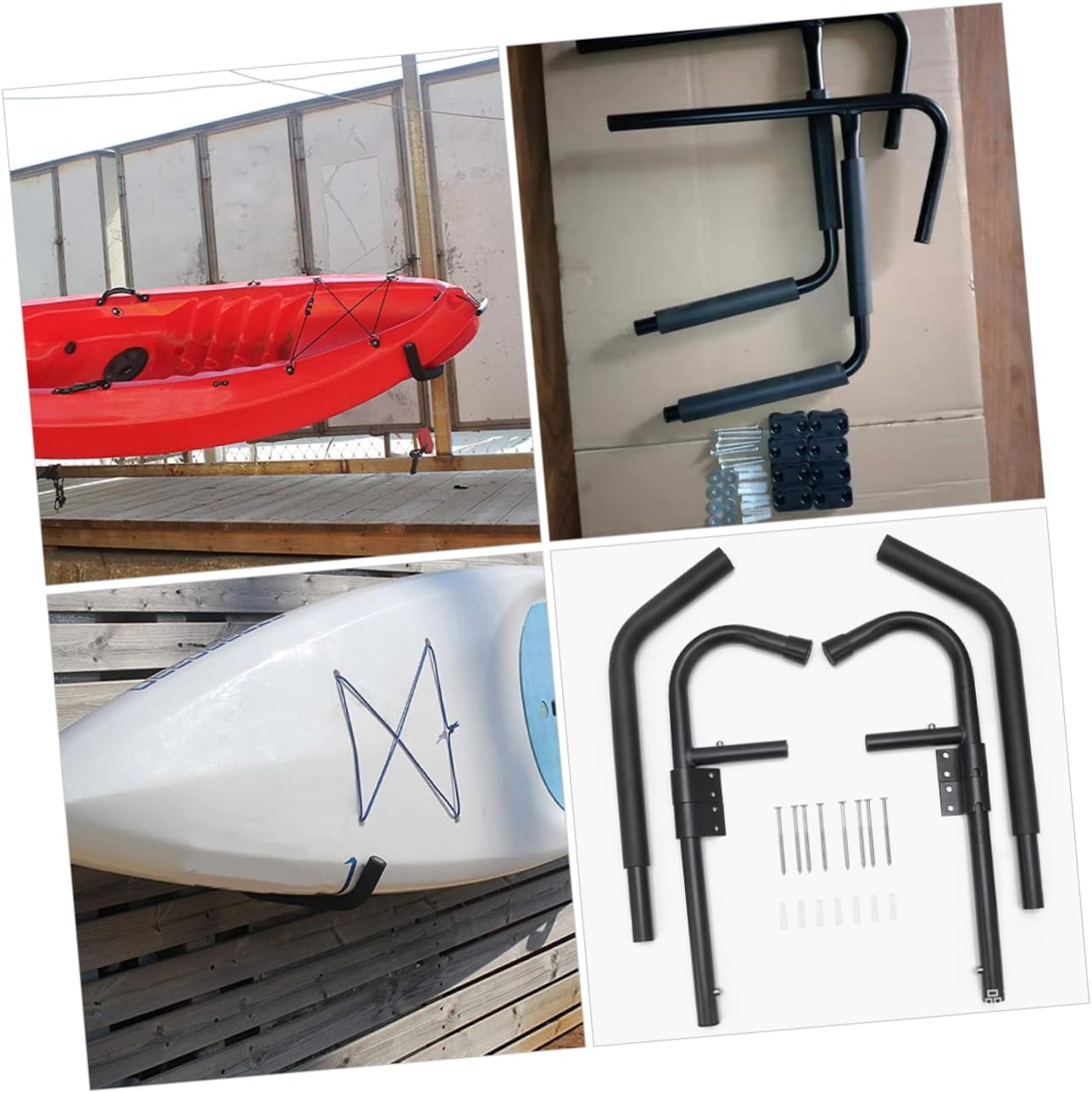 2sets Kayak Wall Rack of Wall Mounted Storage Hangers for Canoes Easy Installation Design Space-Saving for Indoor Use Heavy Duty Holders