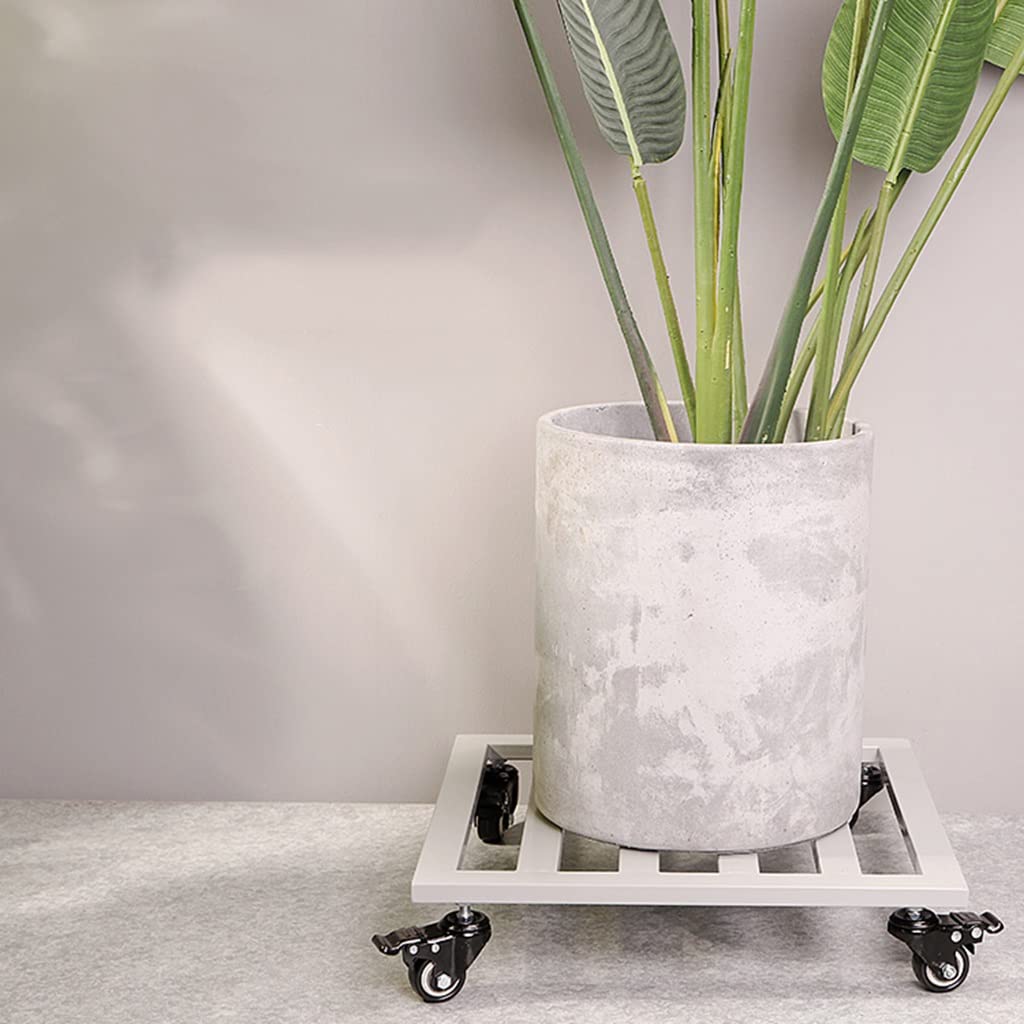 Soporte para Plantas de Metal para Exteriores, Soporte Cuadrado de Hierro con Ruedas para Trabajo Pesado, Base de Rodillos para Plantas de Interior, Carro para Plantas con Freno para Plantas