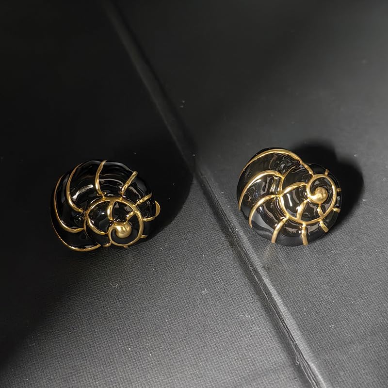 Boucles d'oreilles conques en émail véritable et plaqué or pour filles - 3