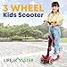 3 Wheel Scooter for Kids with Foldable Seat, Adjustable Handlebar Height, Lean-to-Steer Ride On Toy for Kids Ages 2+, Light-Up LED Wheels, Wide Anti Slip Deck, Indoor & Outdoor Use, Red
