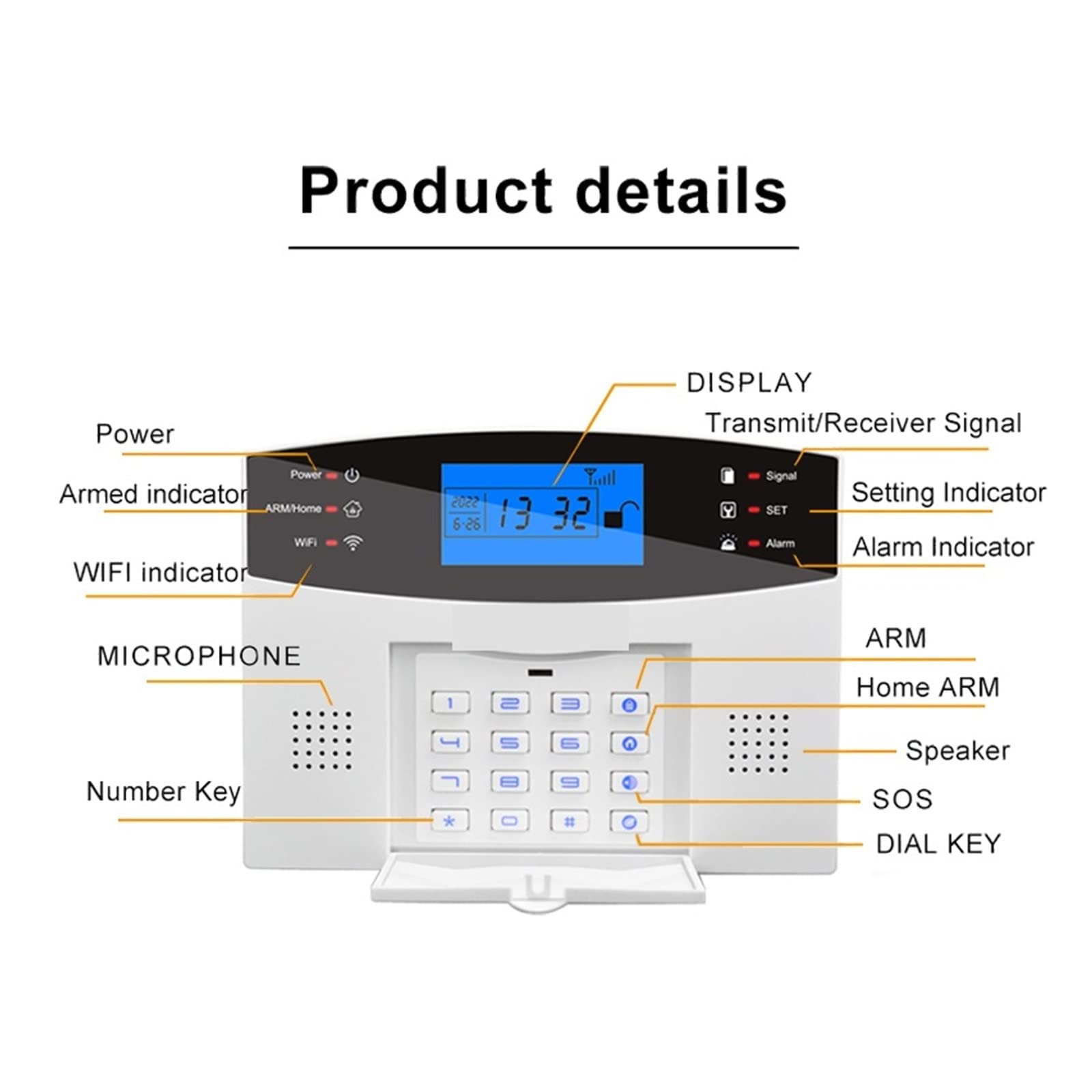 System alarmowy Wi-Fi Tuya WiFi inteligentny system alarmowy do domu bezpieczeństwo gsm Alarm antywłamaniowy 433MHz bezprzewodowy czujnik dymu do drzwi i okien zestaw syreny słonecznej (Color : E, S