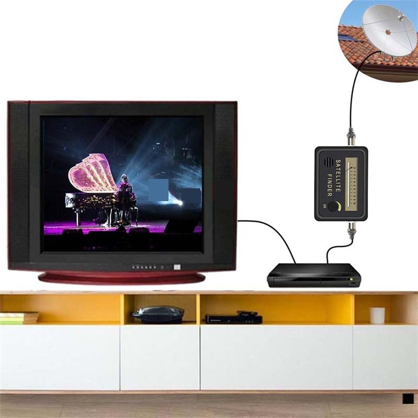 Wyrównanie Wizjera Satelitarnego Miernik Sygnału Receptor Dla Anteny Telewizyjnej LNB Cyfrowy Wzmacniacz Sat Finder Precyzyjne Wykrywanie(Added White cable)