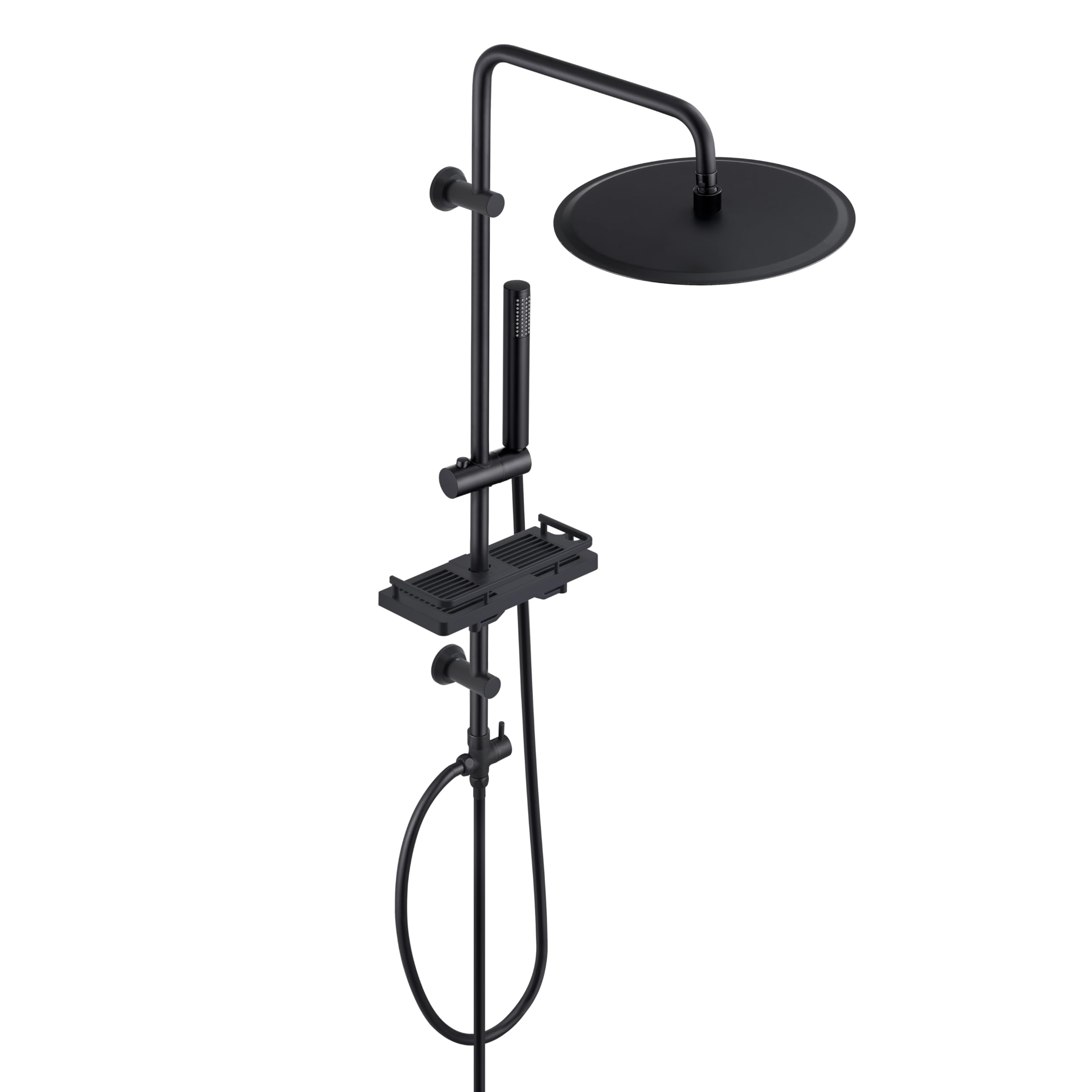 JOHO Edelstahl Regendusche Duschsystem Duschset Wassersparend Duschstange mit Ablage Chrom⟮Kopfbrause 25x25cm⟯