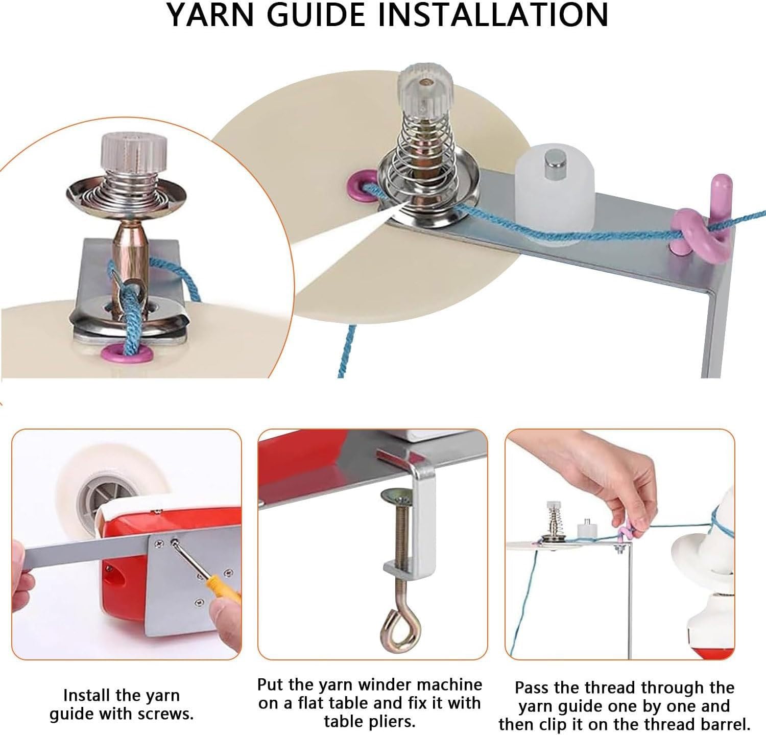 Bobinador eléctrico de lana con contador, capacidad de 500 g, velocidad y tensión ajustables, bajo ruido, para bobinas de hilo de tejer, herramienta de bobinado de bricolaje