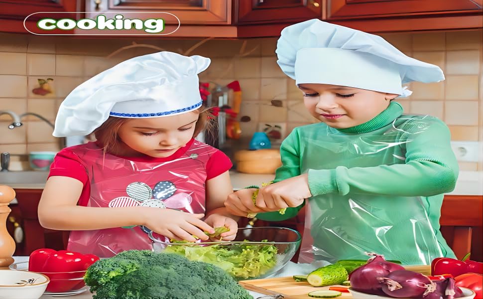 SYOZPXY 100Pcs Disposable Kids Apron, Disposable Children's Art Waterproof Overalls, Teenagers Clear Plastic Apron - Image 2