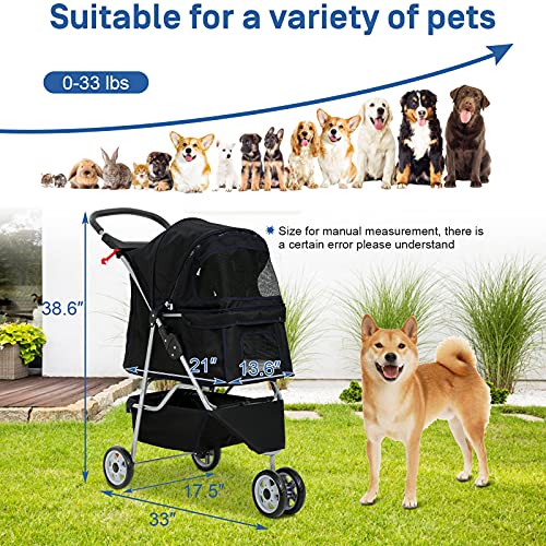 Best 3 Wheels Pet Stroller for Dog Stroller Cat Stroller, Lightweight and Foldable Pet Jogger Stroller, Carrier… - Image 3