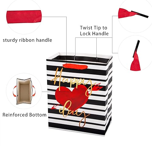 Miniatura 6 de FaCraft Bolsas de regalo de San Valentín con asas de 13 pulgadas, bolsa de regalo grande para el día de San Valentín para novio, niños, bolsa de